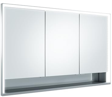 KEUCO Royal Lumos LED Spiegelschrank mit 2 Türen und offenem Fach, 120 cm, Made in Germany, Einbau, Aluminium-Korpus, Seiten verspiegelt, Beleuchtung dimmbar, Lichtfarbe einstellbar