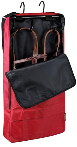 Harrison Howard Bridle/Halter Bag – Waterproof 600D Horse Tack Storage, Hanging Organizer with Multi-Hook Design, Protects Bridles & Reins-Burgundy