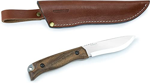 BPSKNIVES HK1 SSH Coltello in Acciaio Inossidabile Fatto a Mano - Coltello da Esterno a Lama Fissa e Impugnatura Intera - Coltello da Campeggio e Bushcraft con Fodero in Pelle