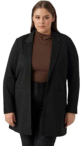 VERO MODA CURVE Chaqueta Vmverina LS Long Noos Curve Blazer para Mujer, Negro, 54/Grande
