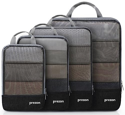 Prezon Komprimierbaren Packwürfeln zur Organisation Ihres Reisegepäcks, Compression Packing Cube, Packtaschen Set & Gepäck Organizer für Rucksack & Koffer