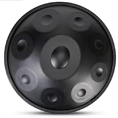 DMOYS Handpan-Trommel in g-Moll, 18 Zoll, Schwarz, Legierter Stahl, mit Tasche, Stativ, 2 Schlägern, Tuch, für professionelle Audioproduktion