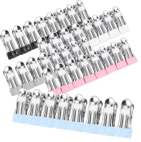 40 Pezzi Mollette in Acciaio Inox, Antivento Antiruggine Mollette, Multifunzione Mollette per Bucato per Vestiti, Calze, Asciugamani, Sigillatura Degli Alimenti