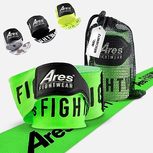 Ares Fightwear® Profi Bandage Boxen 2er Set [4,5m] inkl. Wäschenetz I Maximaler Schutz & Fester Halt Dank Flex-Fit Material I Boxbandagen für sichere Kämpfe I Box Bandagen für Männer & Frauen