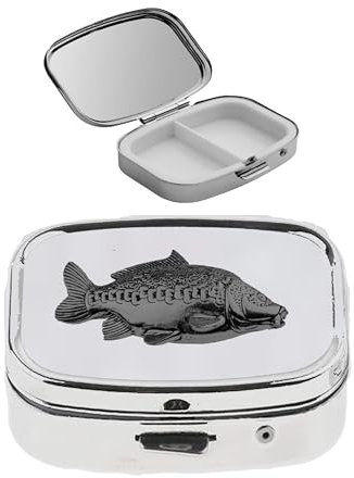 F36 Espejo Carp Fish acabado negro hecho de fino peltre inglés en un pastillero con espejo para 2 días
