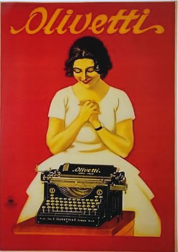 KUSTOM ART Poster Decorativo da Parete Serie Pubblicità Retro' Vintage Olivetti Stampa Artistica su Carta Patinata 42x30 cm Senza Cornice
