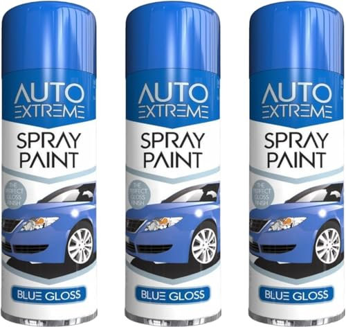 DIOXSTAR All Purpose Blue Gloss Spray Paint, Sleek Appearance, Smooth, Professional Finish, Easy And Quick Spraying, Both Indoor And Outdoor Conditions, 250ML (3PCS)