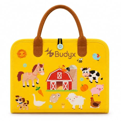 BUDYX Busy Board Montessori con Pizarra. Tablero de Actividades Sensoriales. Maletín Educativo para Motricidad Fina. Juguete de Viaje para Niñas y Niños de 3, 4, 5 años. Regalo Infantil, Cumpleaños