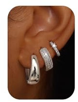 Chriscoco 3Paar Creolen Gold/Silber Ohrringe Creolen Damen Hypoallergen Goldene Ohrringe Damen Leichte Kleine Creole für Mädchen