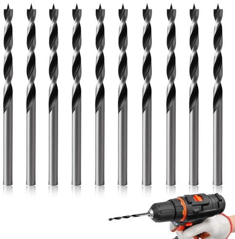 10 Brocas Para Madera Helicoidales De 4 Mm, Broca Point Brocas De Madera De Acero Al Carbono Espiral Broca De Madera Larga Extra Larga Con Forma Helicoidal, 1 Chaflán Para Taladrados Precisos