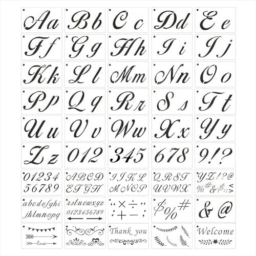 Letter Stencil - 45Pcs Set of 175 Alphabet Templates, Reusable Plastic Letters Crafting Letter Large Templates, Stencils Perfect for Children's Painting Woodcuts Calligraphy DIY & Alphabet Gift Tags