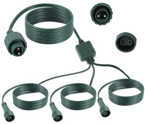 HUAREW Connettore Luci Natale 72in, 2 Pin Splitter Per Luci Natalizie, 1 a 3 Connettore per Luci di Natale, Connettori Cavo di Prolunga per Stringa ende Catena Luminosa Interno