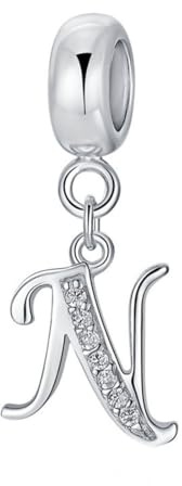 Bokstavsberlock 925 sterling silver pärlor alfabet berlocker initial berlock årsdag berlock ord berlock passar Pandora berlocker armband, Sterlingsilver Silver