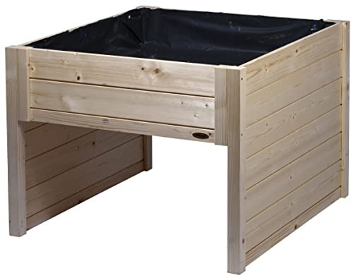 dobar® Garaje Grande para Robot cortacésped de Madera con Jardinera, Incluye lámina – cortacésped Garaje – 79 x 73 x 56 cm – Natural