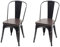 Mendler 2er-Set Esszimmerstuhl HWC-H10e, Küchenstuhl Stuhl Chesterfield Metall Kunstleder Industrial Gastronomie - schwarz-braun