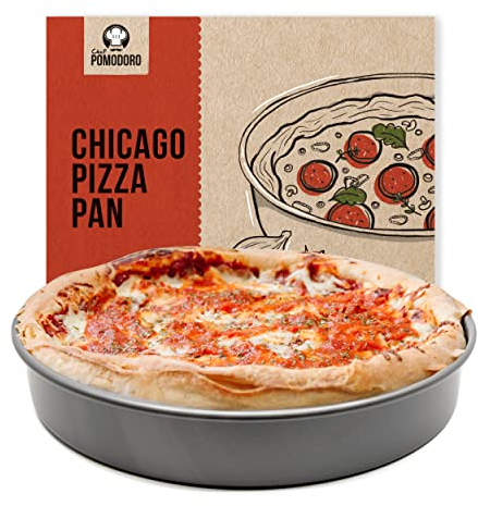 Chef Pomodoro Pizzablech – Pizzapfanne - Pizza Backblech – Pizza Blech – Pizza Pan – Chicago Style Pizza Pan – Runde Pizzaform aus Aluminium – 30,5 cm Durchmesser