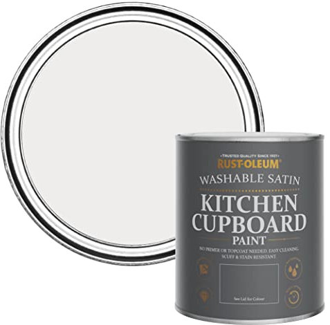 Rust-Oleum Grey Scrubbable Kitchen Cupboard Paint in Satin Finish - Fleur 750ml