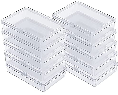 GUUZI 10pcs Contenitori Rettangolari in Plastica Trasparente Mini Perline con Coperchio per Piccoli Oggetti,Dimensioni Esterne:9,5cm x 6,2cm x 1,3cm,Dimensioni Interne:9,2cmx5,9cmx1,1cm