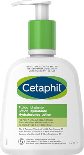 Cetaphil lotion hydratante, 237ml, lotion hydratante visage et corps, pour peaux sensibles sèches à normales, à base de Niacinamide, Panthénol et de la glycérine, sans Paraben