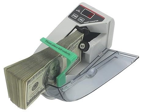 TOGEPP Portable Money Counter, Mini Counting Machines Handheld Bill Note Counters Currency Note Bill Cash Banknote Ticket Counter Suitable