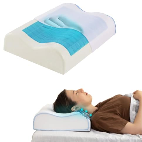 Home Sense Kühlendes Kopfkissen orthopädisches Kissen, Zervikalkissen gegen Nackenschmerzen, Maschinenwaschbares schlafkissen seitenschläfer, atmungsaktives nackenkissen, Curve, Weiß, Ohne Duftstoffe