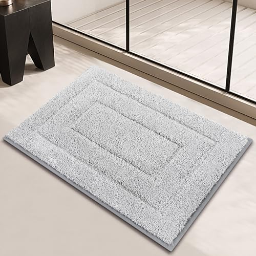 LIYUABU Badematte,40 x 60cm Grau Badteppich Starke Wasseraufnahme Waschbar Badvorleger Geeignet für Badezimmer,Badewannen,Toiletten und Duschen Fußmatte Badezimmer