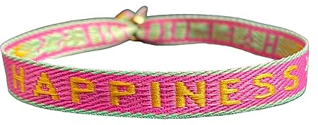 happymaker - Armband Damen, Surferarmband Damen, Stoffarmband mit Statement - Happiness - Boho Schmuck Damen, größenverstellbar und wasserfest, handmade