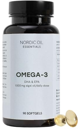 Omega 3 vegano | 2000 mg de aceite de algas al día | 90 cápsulas con ácidos grasos omega 3 DHA, EPA & DPA | Para apoyo cognitivo y cardiovascular | Alternativa duradera al aceite de pescado |