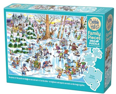Cobble Hill 3847032 Verrücktes Eishockey, Familienpuzzle, 350 Teile Puzzle mit unterschiedlich großen Puzzleteilen inkl. Poster, Generationenpuzzle ab 9 Jahren, Wimmelbild