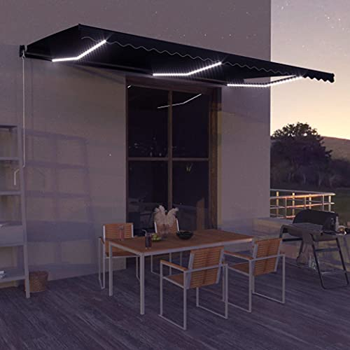 Einziehbare Markise mit Windsensor & LED 500x300cm Anthrazit,3051259