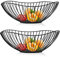 JCAKES 2x Obstschale Schwarz Obstschalen, Metall Obstkorb, Obstkorb Etagere，GemüSekorb,Fruit Basket,Modern Fruit Storage Holder Home Decor Stand, FüR FrüChte, GemüSe & Brot(25x10cm)