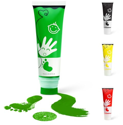 Sortnic Baby Hand and Footprint Paint with Sponge Head, 2.54 fl oz, Non-Toxic & Acid-Free, Washable Baby Safe Paint for Newborn Keepsakes, Dog Nose & Paw Prints, Ideal New Mom Gift - Green