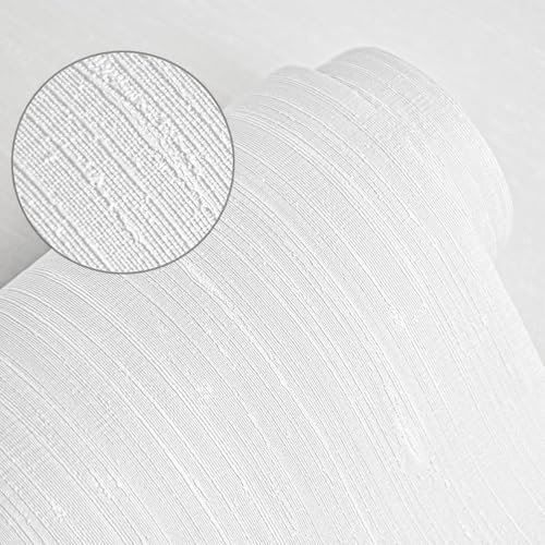 Tomete White Textured Peel and Stick Wallpaper White Grasscloth Contact Paper Peel and Stick Modern Self-Adhesive Bathroom Wallpaper Waterproof Removable Embossed Solid Decor Vinyl 78.7inL 15.7inW
