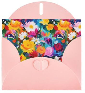 kastiong Impasto - Biglietto di auguri con stampa floreale, biglietto di anniversario, biglietto di compleanno, biglietto di ringraziamento, biglietti vuoti per familiari e amici, 2 pezzi