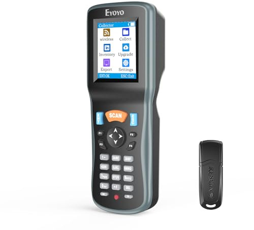 Scanner d'inventario con codice a barre 1D di Eyoyo, collettore di dati di codice a barre d'inventario, scanner d'inventario con terminale dati wireless con codice 1D, LCD TFT a colori da 2,2”.