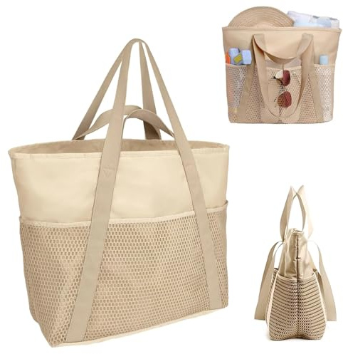 Bangbobi Borsa da Spiaggia da Donna Shopper Famiglia con, Borsa da Bagno Pieghevole Impermeabile Grande, Borsa da Spiaggia in Tessuto Oxford per Spiaggia, Viaggi, Piscina