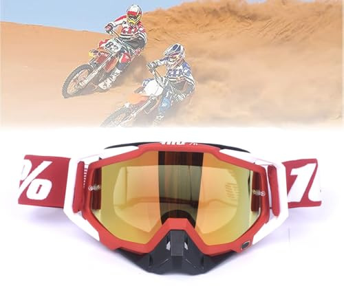 Jilskl Maschera Motocross, Occhiali da Moto Antipolvere, Adatto Per Moto, Auto da Corsa, Off-Road Racing, Off-Road Moto, Mountain Bike, Sci o Caschi Aperti, Rosso Bianco