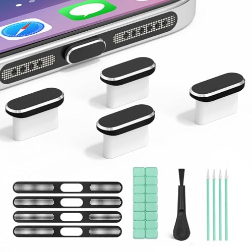 4 Tapones Antipolvo Para Puerto USB C(Para Serie iPhone 15/16/17/Air-Negro)