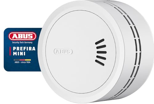 ABUS Rauchmelder Prefira Mini - Q-Label zertifizierter Mini-Rauchmelder mit 10-Jahres-Batterie, Fehlalarmreduzierung, 2-LED-Raucherkennung, adaptiver LED-Helligkeit, Magnethalter und Klebepad