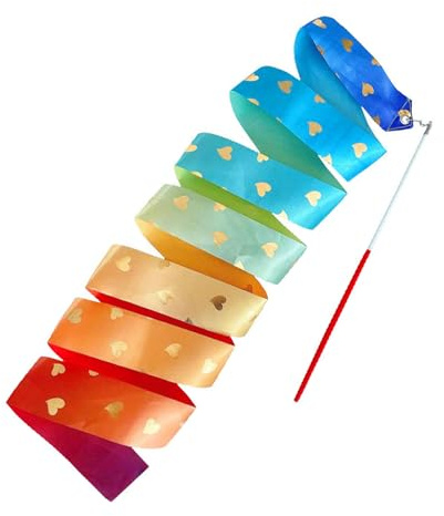 Bandes de danse – Serpentins de 6,56 pieds de long sur un bâton, remplisseur de sacs cadeaux | Torsade en Baton à motif de cœur pour spectacles de danse, élégance inégalée, amplificateur de plaisir