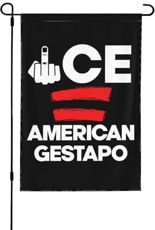Bandiera da giardino Gestapo Ice 28X40 Fuck Ice è il nome inglese per Gestapo, cartello da giardino, bandiera da casa senza supporto.
