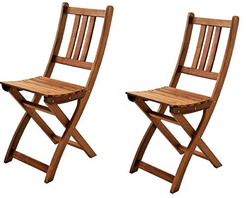 SAM 2er Set Akazien-Holz Gartenstuhl, ideal für Balkon, Garten Terrasse, zusammenklappbar