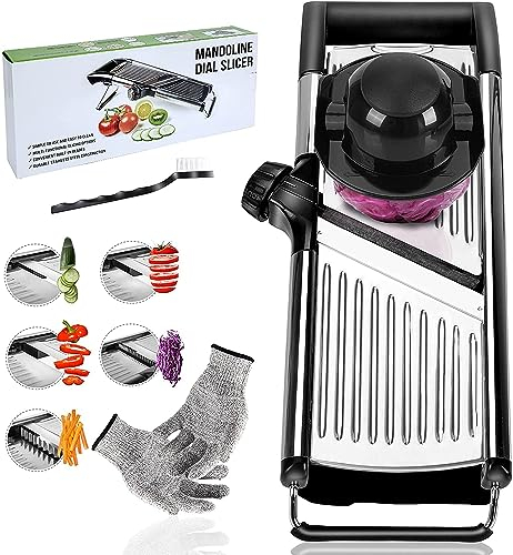 Mandoline Cuisine, Masthome Mandoline Réglable Legume Multifonctions, Mandoline Manuel Coupe Légumes Professionnelle avec 5 Lames en Acier Inoxydable