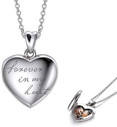 LONAGO - Medaglione a forma di cuore, in argento Sterling 925, per inserire foto personalizzate e Argento, cod. PYX1686-EU
