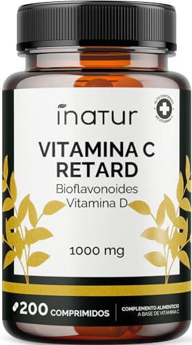 Inatur Vitamina C Pura 1000 mg Retard | Vitamina para el Cansancio, el Sistema Inmune, Energía y Antioxidante | 200 comprimidos | Dosis 7 meses | Vegana, Sin Aditivos, Sin Lactosa, Sin Gluten