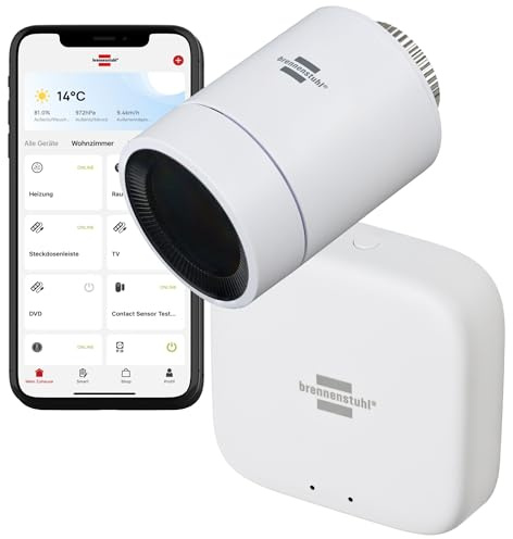 Brennenstuhl Connect Zigbee smart radiatortermostat startpaket (1x Zigbee gateway GWY CZ 01, 1x Zigbee radiatortermostat HT CZ 01, intelligent värmereglering via app för att spara el)