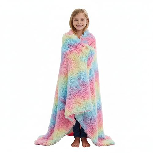 Kanguru Rainbow Fur Tagesdecke, Multicolor Extra Weiche decke 130x170cm, Mikrofaser tagesdecke bettüberwurf Oder tagesdecke Sofa. Qualität mit Ökotex-Prüfzertifikat, 1320
