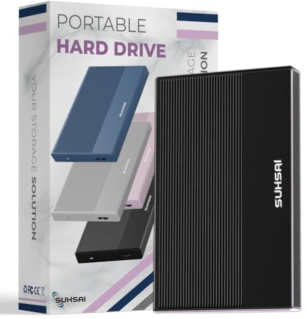SUHSAI Disque Dur Externe 1 to HDD de Sauvegarde de données – Extension de mémoire 2,5 Disque Dur Portable USB 3.0 Compatible avec Mac, Ordinateur de Bureau, PC, PS4, PS5, Console de Jeu (Noir)
