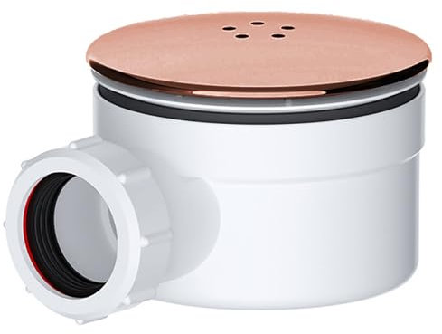 SPARES2GO Siphon de douche pour bonde de 90 mm, kit de base de luxe en forme de dôme pour bonde de 3,8 cm (cuivre brossé)