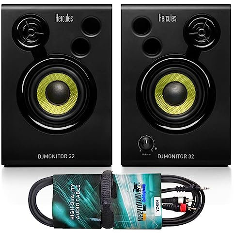 Hercules DJ Monitor32 - Caja de monitor y cable de audio keepdrum RCA (3 m)